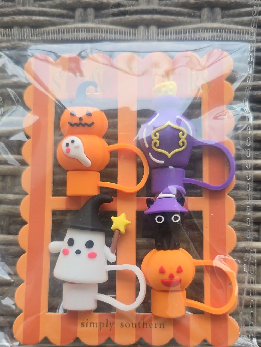Simply Southern Halloween Straw Covers- Orange, Purple, White & Black, NWT